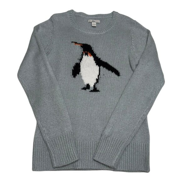 G.H. Bass‎ Penguin Blue Green Crewneck 100% Acrylic Sweater Women’s Large - Picture 1 of 5